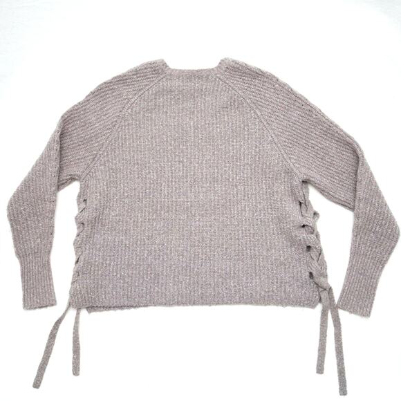 Anthropologie John + Jenn Oversized Lavender Side Tie Sweater Size Small - Picture 9 of 13